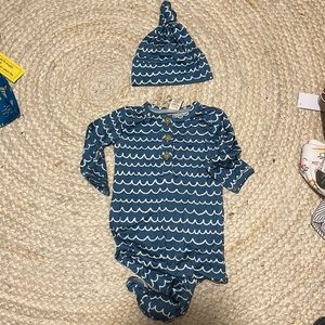 Larkspur knotted gown 0-3 months new with tags! Come with adorable hat!